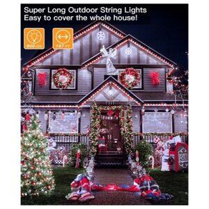 Shineshine 197 Ft 600 LED Christmas Lights Indoor/Outdoor Waterproof 8 Modes
